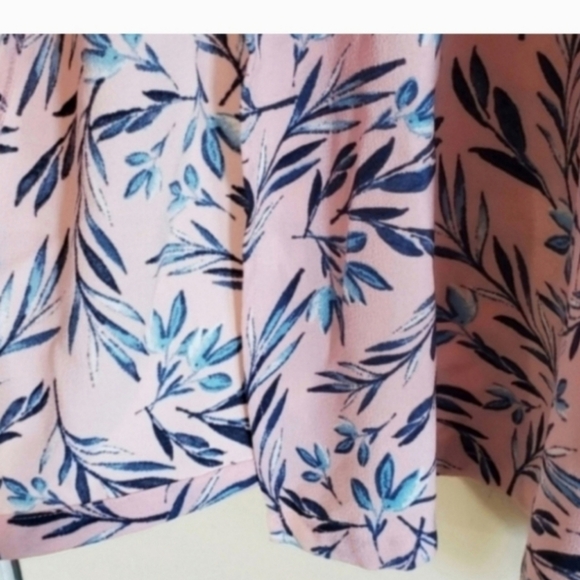 Bobeau Pink Floral Short Sleeve Blue Leaf Wrap Dress Extra Large - Picture 3 of 7